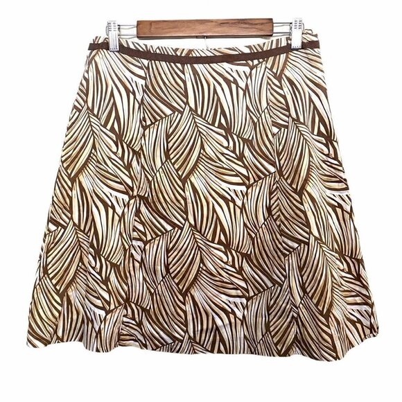 Vintage Talbots 90s Y2K Tropical Print Tan Zip Skirt Size VTG 12/Modern Medium - Picture 1 of 5